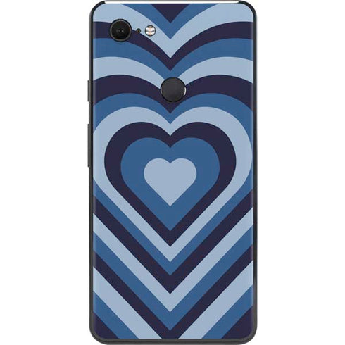 Blue Heart Pattern Google Pixel 3 XL Skin
